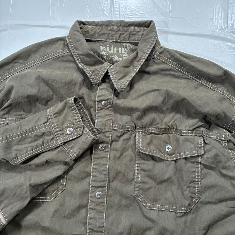 Kuhl Mountain Grown Snap Button Shirt Men’s XXL, Brown Long Sleeve Outdoor